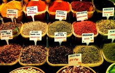 Selection of spices. The Spice Bazaar, Istanbul, Turkey